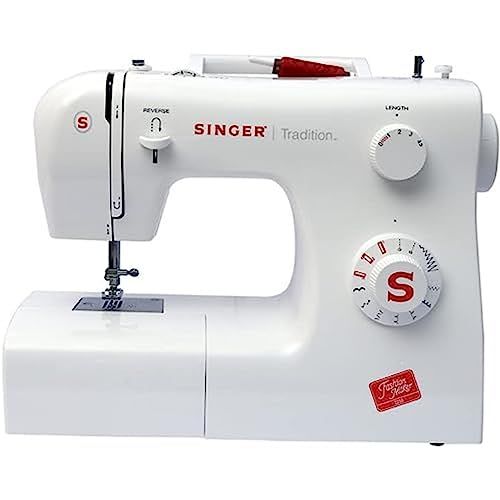 Singer 2250 Tradition: Máquina de coser mecánica con 10 puntadas, dimensiones 43 x 22 x 35.2 cm, peso 6 Kg, color blanco.