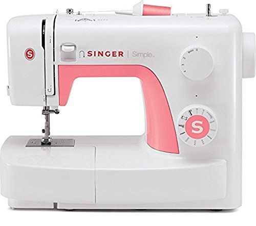 Singer Simple 3210: Máquina de coser mecánica con 10 puntadas, 120 V, color blanco y rosa.